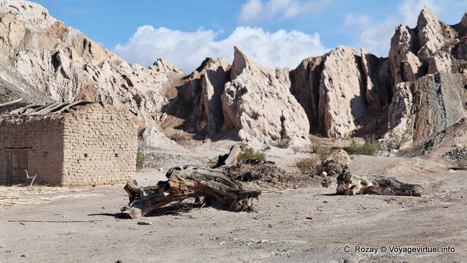 Ruined house in the quebrada El Tonco Valley Calchaquies, Ruta 40 - Argentina