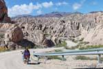 Bike on the track after the El Corte Ventisquero, Quebrada de las Flechas Valley Calchaquies, Ruta 40, Argentina.