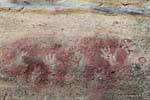 Three airbrushes hands Cave Paintings Tehuelche, Walichu, Argentina.
