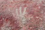 Indian Handprint, cave painting Tehuelche, Walichu, Argentina.
