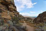 View from the caves, archaeological site Tehuelche, Walichu, Argentina.