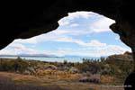 View from the cave, archaeological site Tehuelche, Walichu, Argentina.