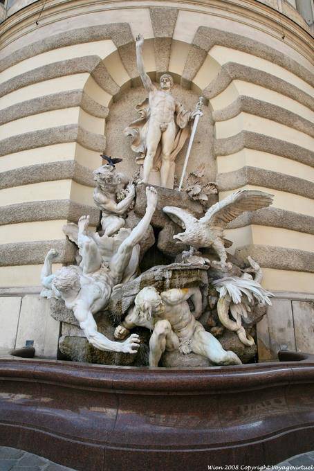 Michaeler Platz, Brunnen Macht zu Lande - Vienna - Austria