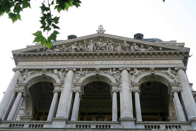 Universitas Litterarum, close up on the pediment - Vienna - Austria