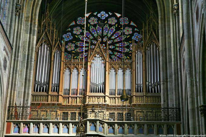 Votivkirche, pipe organ and rose window - Vienna - Austria