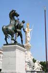 Parlament, Rossebandiger, horse trainer, bronze and Athena, Vienna - Austria.