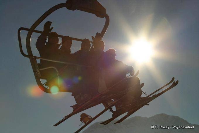Chairlift solarized, Avoriaz - Alps, France