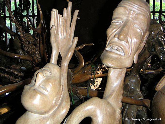 Carved wooden heads, Bali - Bali