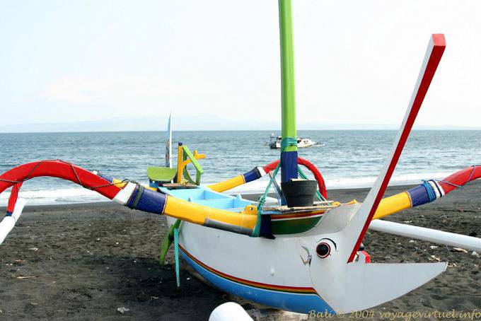 Double outrigger canoe offshore Kusamba - Bali