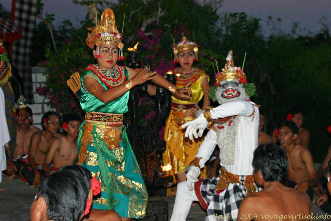 Hanoman, the powerful white monkey, Kecak dance at Uluwatu - Bali