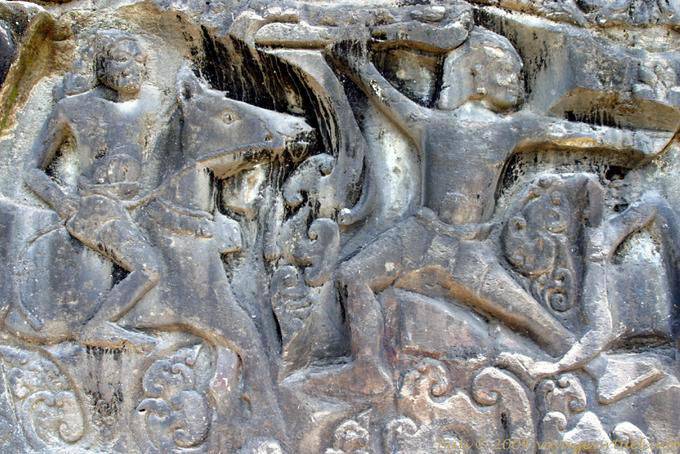 Bas-relief hunting scene, Yeh Puluh - Bali