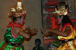 Dancers with delicate gestures and typical postures, dance Ramayana Nusa Dua, Bali.