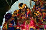 Umbrellas for male dance, Ubud Barong dance, Bali.