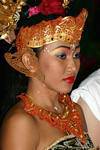 Portrait of Uluwatu Kecak Balinese dancer dance, Bali.