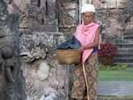 Balinese-old in the temple, Pura Beji, Bali.