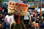Woven basket in Gianyar market, Bali.