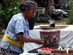 Offering the ancient Pura Sadhan, Kapal, Bali.
