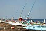 Flotilla of canoes Kusamba, Bali.