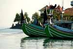Boat prows of the sea, Lovina, Bali.