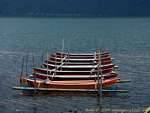 Boats on the lake Bratan Ulundanu, Bali.