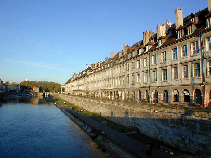 Besançon, the Quai Vauban in the light of the Evening - France