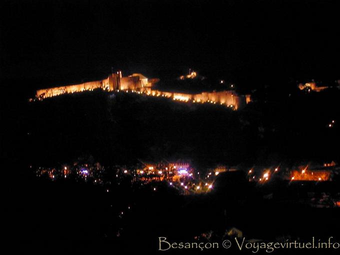 Besançon, another view of the illuminated Citadel - France