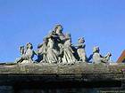 Besançon, statues on the entrance of the hotel Goudimel, France.