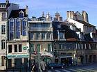 Besançon, typical houses at the corner of rue de l'Orme Chamars and Rue du Lycée, France.
