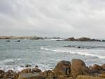 Sea and rocks from the boom, Roscoff, Brittany, France.