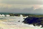 Stormy waves on the tip of the Quiberon Peninsula, Brittany, France.
