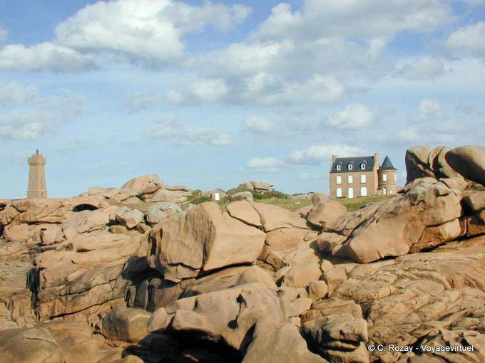 Castel Men Ruz lighthouse and Ploumanach, Brittany - France