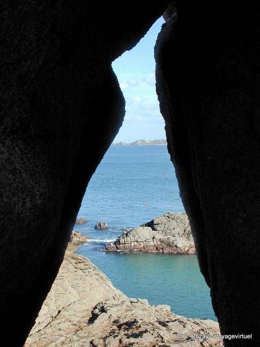 Between the rocks, pink granite coast, Perros Guirec, Brittany - France