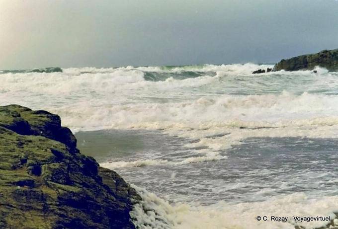 Rollers on the beach and ocean unleashed, Quiberon, Brittany - France