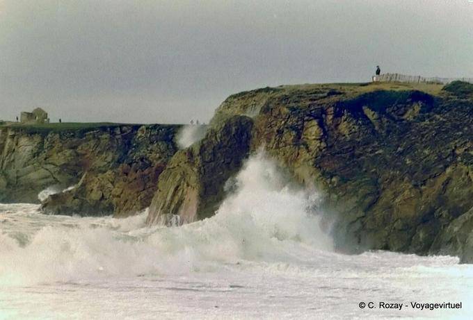 Foam of the days during the storm, Quiberon, Brittany - France