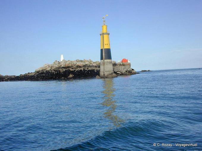 Lighthouse beacon on island of the bay of Morlaix, Brittany - France