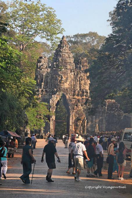 South Gate of Angkor Thom exterior view of the city, Angkor, Cambodia