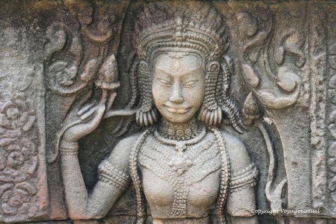 Devata face very typical, Banteay Kdei, Angkor, Cambodia