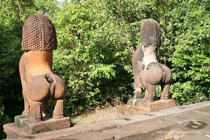 Lions sculpted rear view, Banteay Samre, Angkor, Cambodia