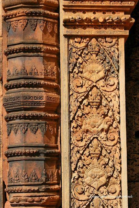 Ornate column Banteay Srei, Angkor, Cambodia