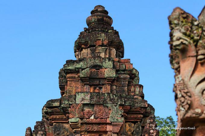 Top of the central shrine, Banteay Srei, Angkor, Cambodia