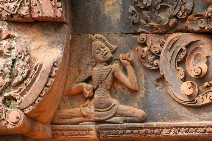 Detail of a bas-relief fragment, Banteay Srei, Angkor, Cambodia