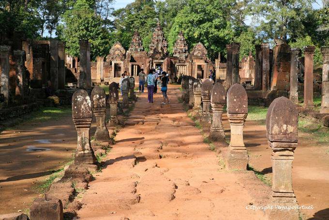 Floor lined with phallic terminals, Banteay Srei, Angkor, Cambodia