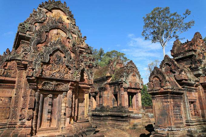 A pediment of the southern library, Banteay Srei, Angkor, Cambodia