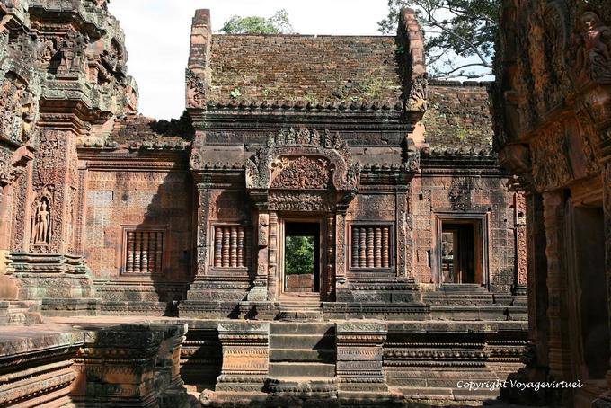 Southwest side, behind the main sanctuary of Banteay Srei, Angkor, Cambodia