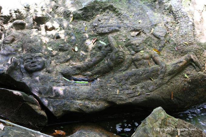 Vishnu lying on the primordial ocean, Kbal Spean, Angkor, Cambodia