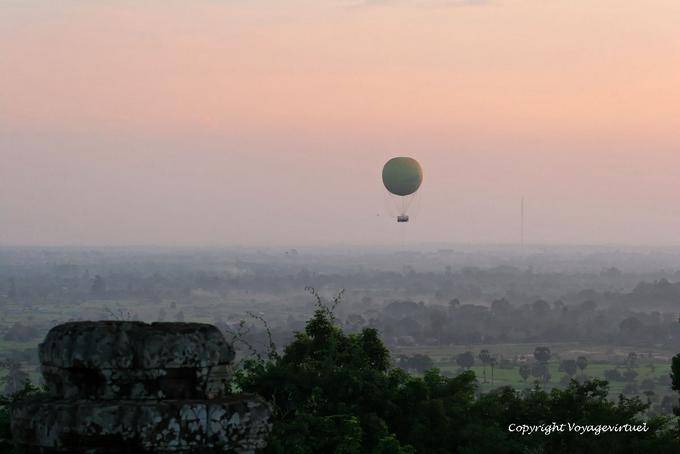Hot air balloon in the sky Phnom Bakheng, Angkor, Cambodia