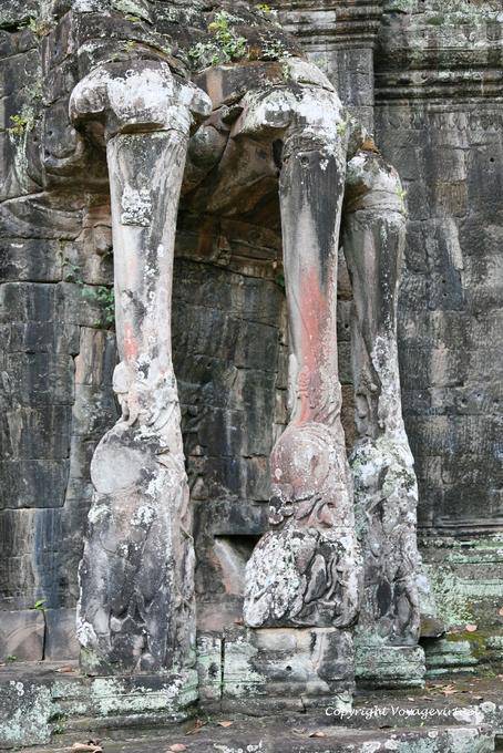 Three-headed elephant trunks, Victory Gate, Angkor, Cambodia
