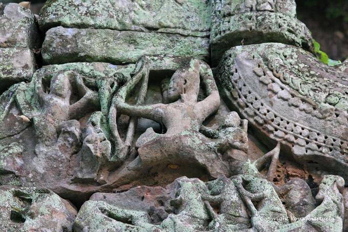 Soldier with bow detail, Preah Khan, Angkor, Cambodia