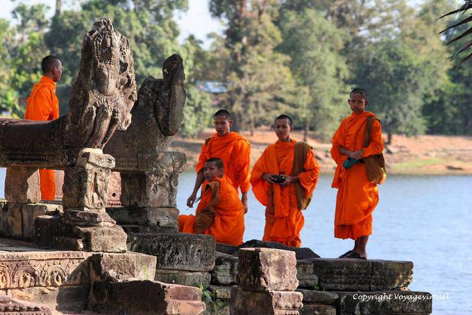 Monks visit, SARS-Srang, Angkor, Cambodia