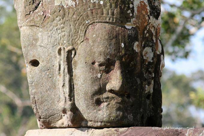 Engineering face Angkor Thom ramp, Angkor, Cambodia